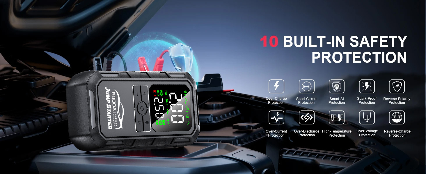 Cross-Border Car Emergency Starting Power Supply, Car-Mounted Air Pump, Multi-Functional All-In-One Device, 12V Battery, Powerful Jump Starter