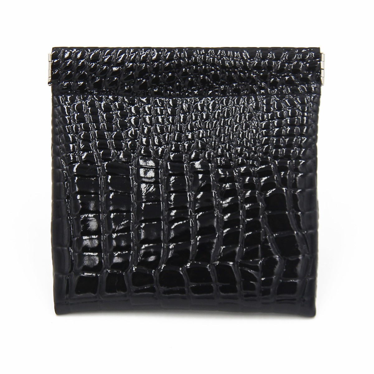 New Automatic-Closing Small Square Bag, Solid Color, Multi-Functional, Crocodile Pattern, Versatile, Casual, Portable, Storage Coin Purse
