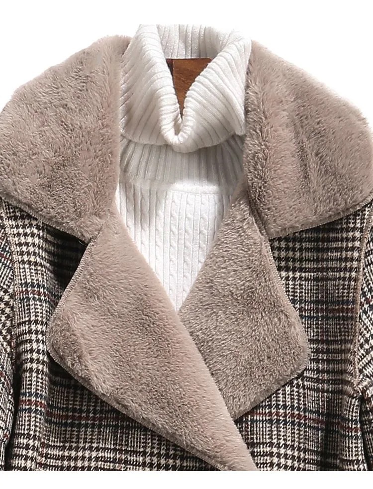 Abbigliamento da donna Retro plus cappotto corto in lana ispessita in velluto_voghion.com