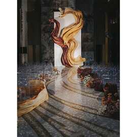 婚庆巨型纸花纸艺飘带手工DIY造型自由曲线美塑花橱窗背景装饰花