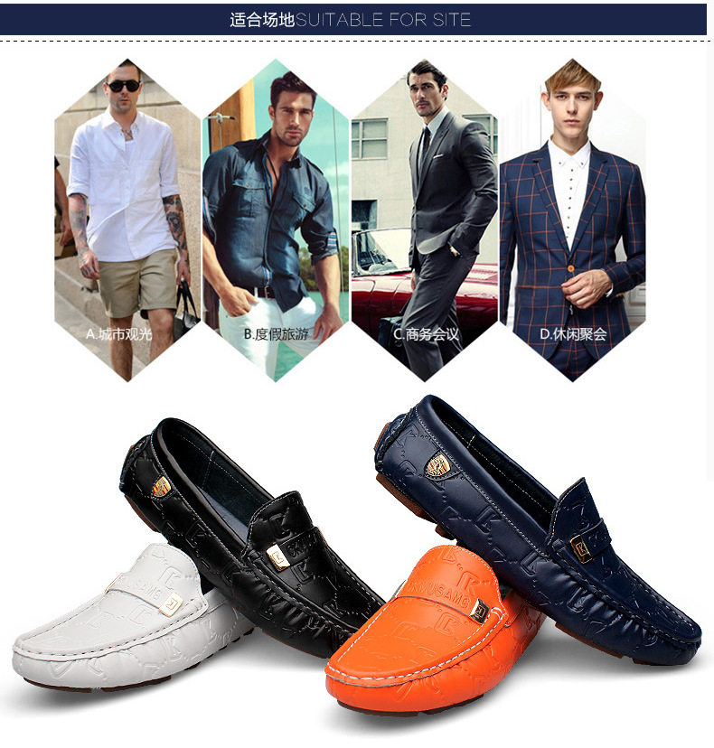 Giày lười nam da bò cao cấp xỏ chân đế mềm, mũi tròn, phong cách Hàn Quốc — CK0085 màu trắng, CK0085 màu xanh lam, CK0085 màu đen chi tiết 38