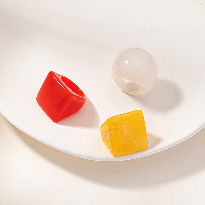 Korean cartoon color square acrylic womenu0027s jewelry set