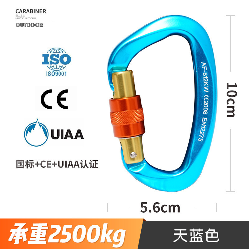 亚马逊爆款主锁攀岩主锁登山丝扣锁户外攀岩装备D型主锁快挂25KN