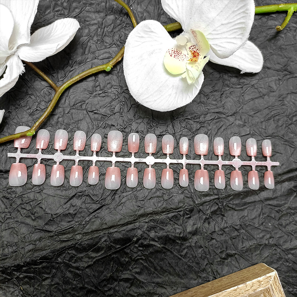 Gradiente ojo de gato moda nueva armadura portátil 30 piezas de código dividido para mostrar uñas de uñas blancas parche de uñas en polvo suave y claro