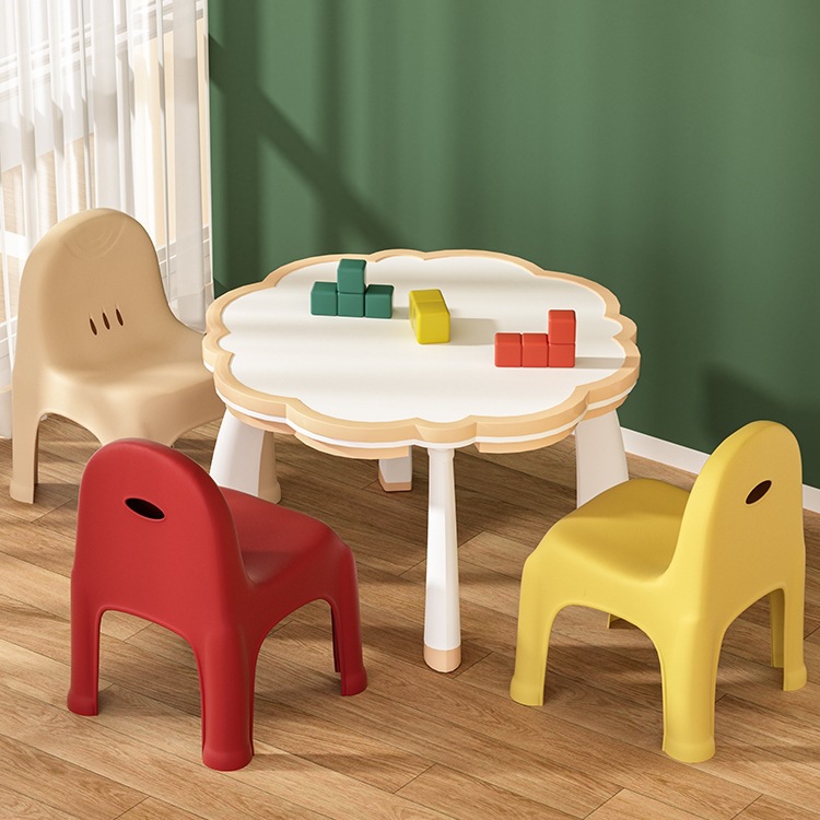 Wholesale Nordic Thickened Plastic Small Low Stool Bathroom Non-Slip Home Living Room Shoe Changing Backrest Chair Children's Bath