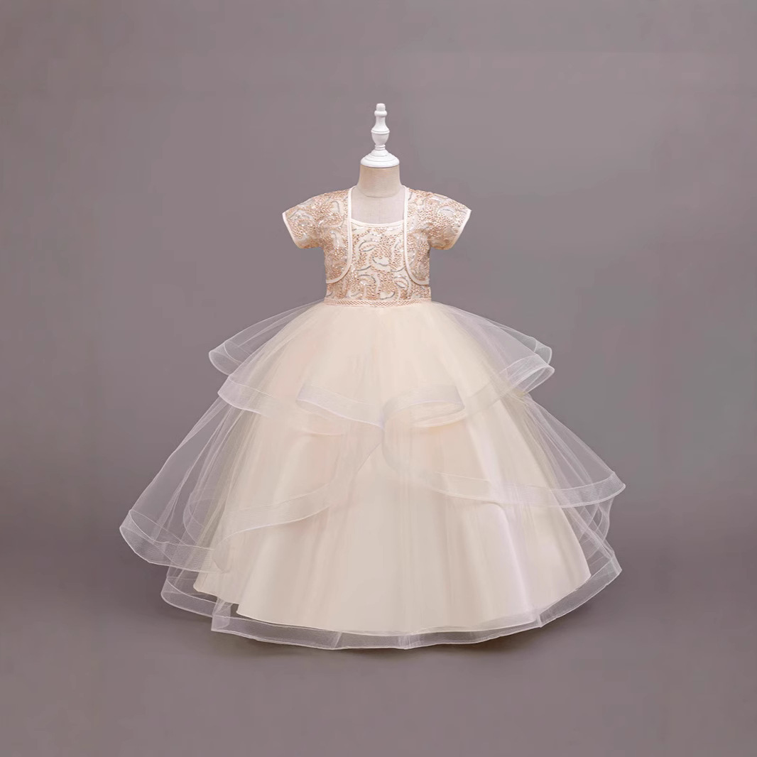 Vestido infantil vestido de princesa vestido de novia de niña vestido de cabina vestido de cumpleaños vestido de espectáculo de dos piezas 635