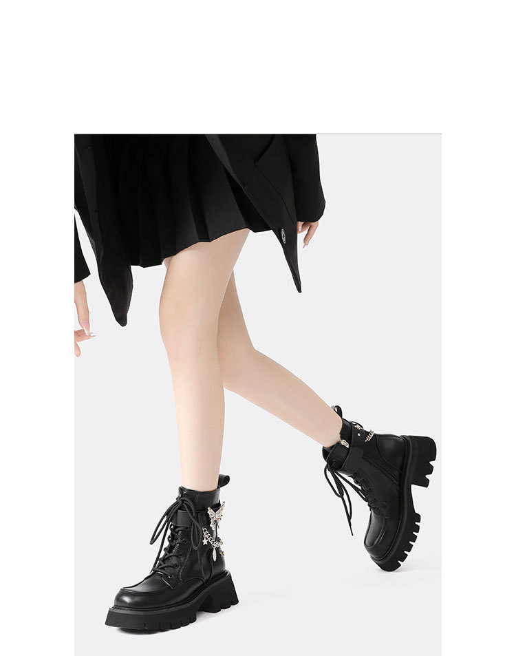 2024 Ősz/Tél Új Liquid Butterfly Martin Talpú Könnyű Knight Rövidnadrág Női Vastag Sarkú Farmer Bőr Csizma_voghion.com