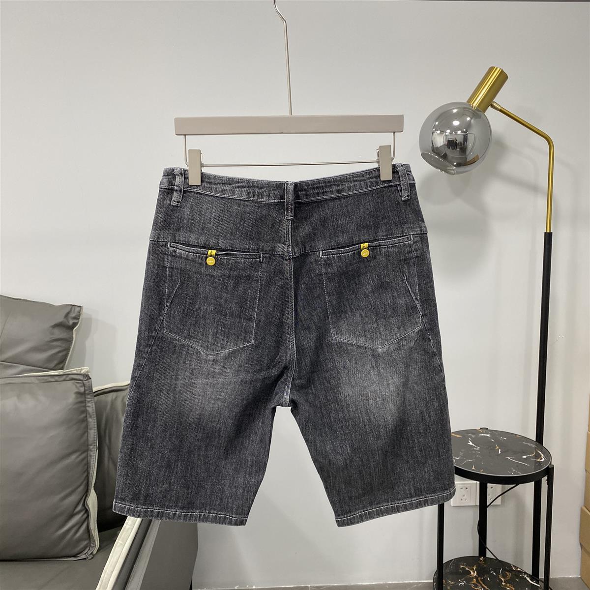 Short en jean délavé élastique Ash pour hommes, marque tendance d'été, mince, nouveau, polyvalent, coupe slim, populaire, version coréenne cinq_voghion.com