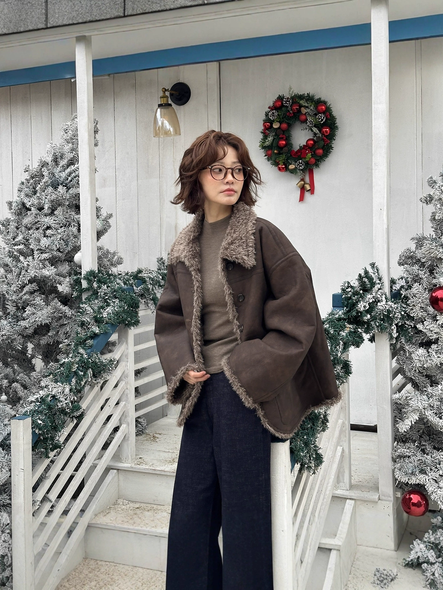 Double-sided retro winter fleece jacket, increased thickness