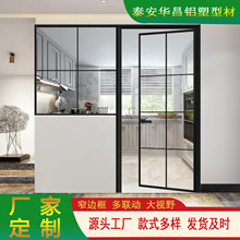 厨房平开门极窄边框卫生间平开门钛镁铝合金办公室玻璃隔断门