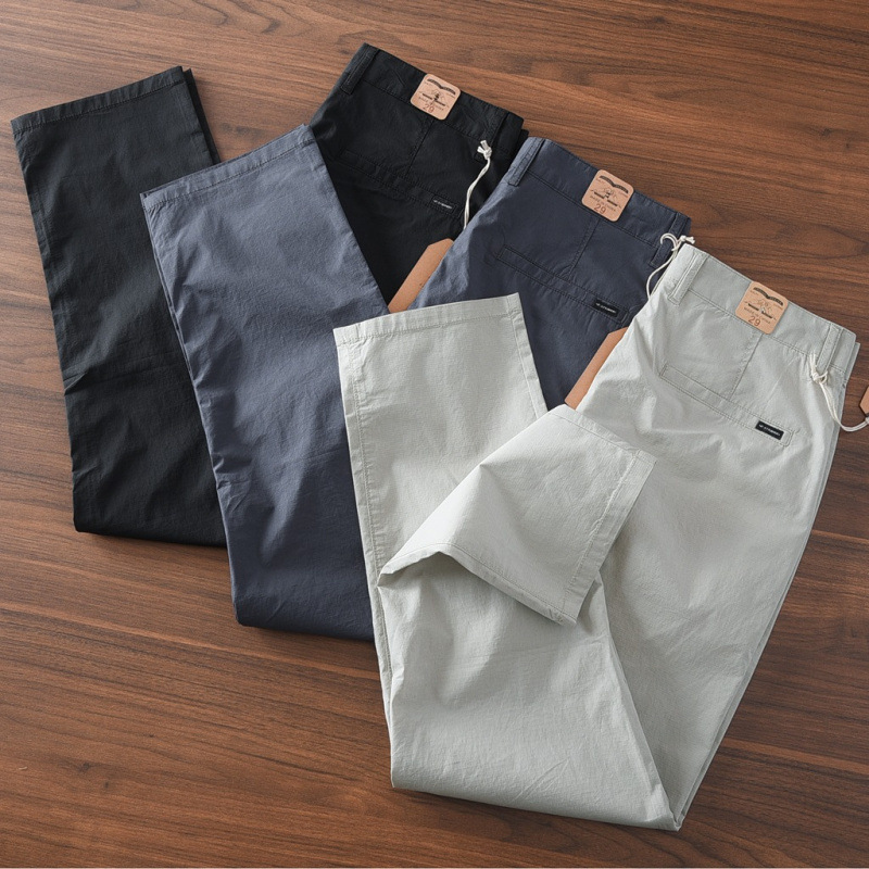 2025 New Summer Men's Small Straight Casual Pants Loose Gray Elastic Thin Quick-Drying Long Pants for Men 2025 New Summer Men's Small Straight Casual Pants Loose Gray Elastic Thin Quick-Drying Long Pants for Men