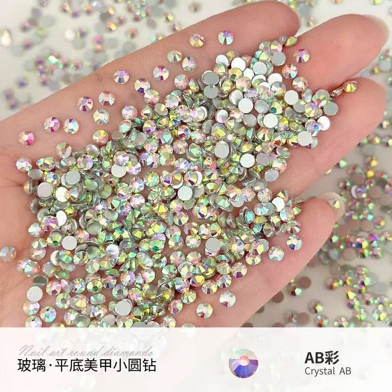 Manicure king fan taladro de fondo plano ab diamantes desnudos color fantasía redondo diy herramienta de taladro completo explosión de joyas de uñas flash