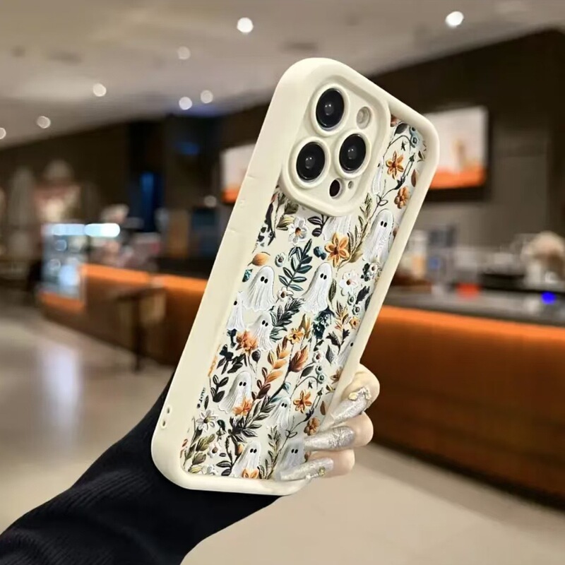 花朵幽灵适用苹果16promax手机壳iPhone16/15/14硅胶12Pro防摔15P|undefined