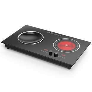 Concave double-head induction cooker electric ceramic stove commercial embedded concave double electric stove high-power kitchenware induction cooker wholesale