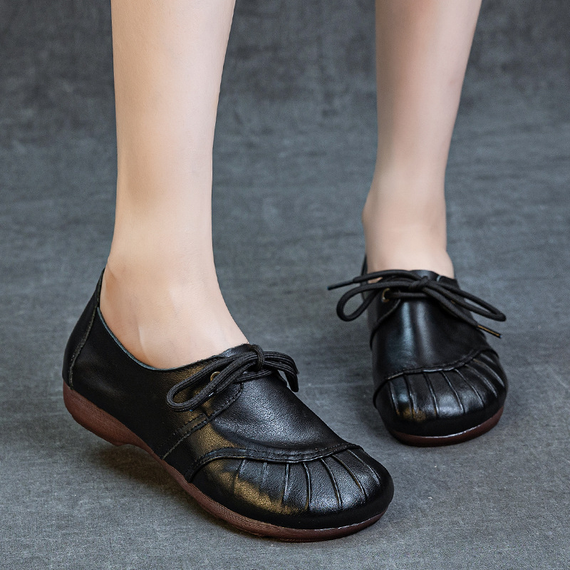 真皮女鞋2025秋季新款妈妈鞋软底软面防滑女鞋休闲百搭中老年单鞋|undefined