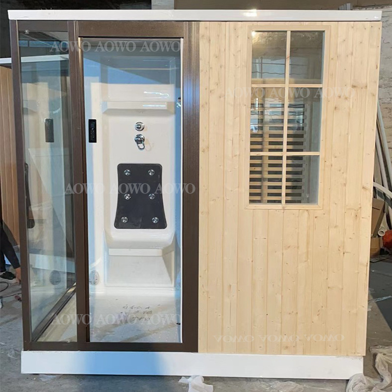 Foshan suministro directo de fábrica de hierro abeto sauna cuarto de ducha húmedo y seco de doble uso integrado cuarto de baño de vapor húmedo seco