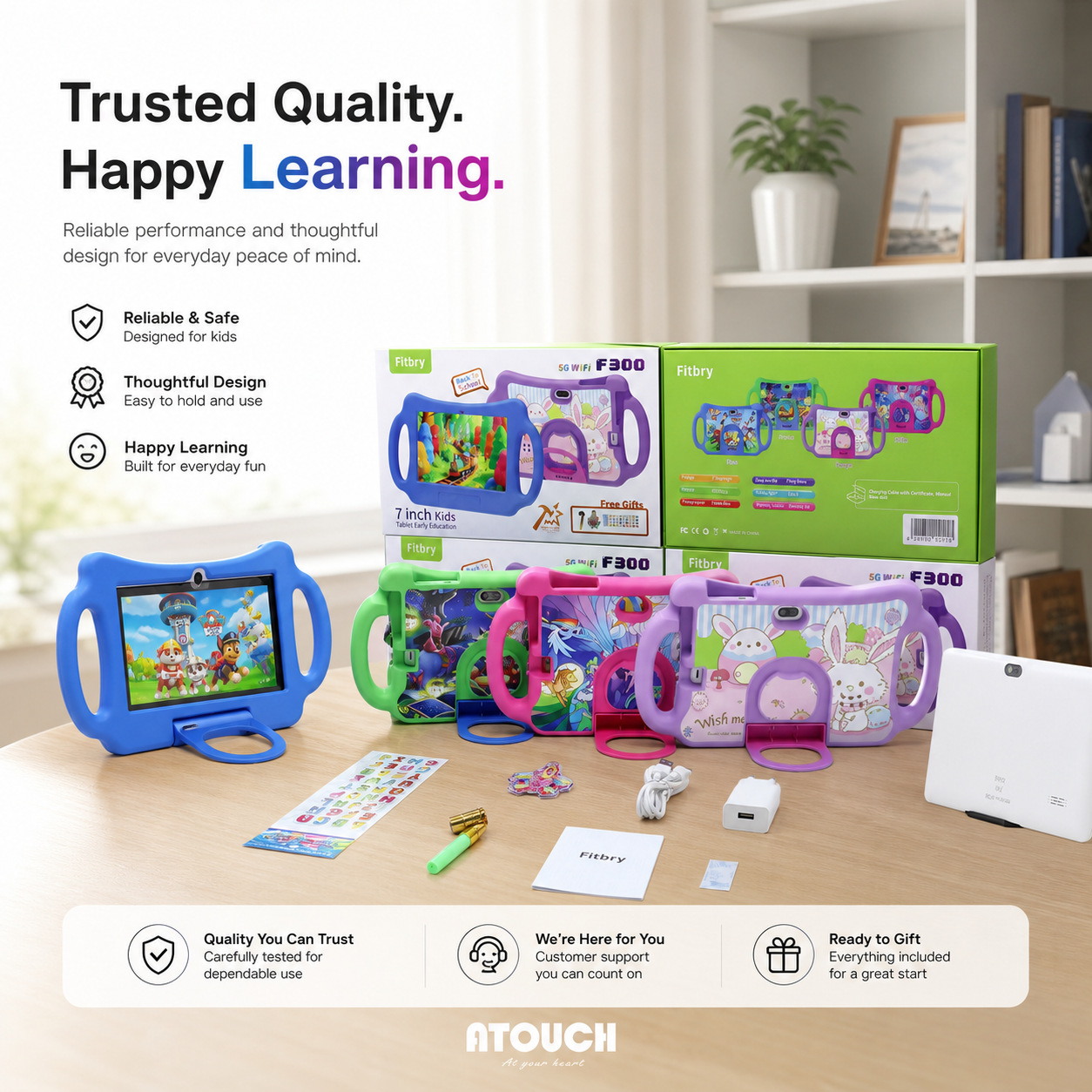 Cross-border bestseller ATOUCH children's tablet, direct sales from the manufacturer, new Android model for cross-border foreign trade, kidstable