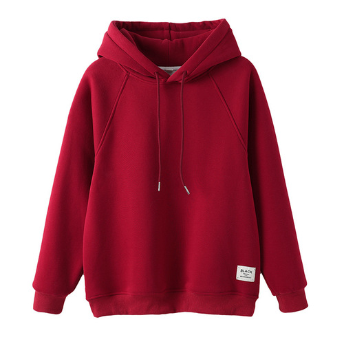 2024 Andorra Red Parent-Child Set for Boys and Girls - Autumn/Winter New Korean Style Cow Horn Hooded Sweatshirt - Loose Couple Style
