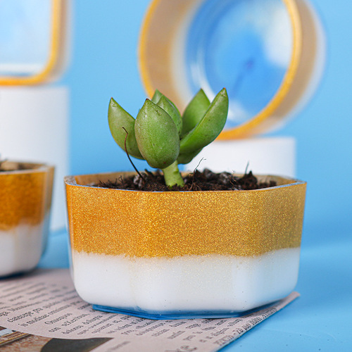 Bestone Dripping Resin Mold Plate Succulent Planter Silicone Mold Mirror Amazon Resin 9 Styles Hot Sale