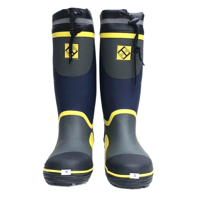 Мужские резиновые сапоги со стальным носком, резиновые сапоги со стальной подошвой с высоким берцем, водонепроницаемая обувь для строительной площадки, мягкая, дышащая и модная.