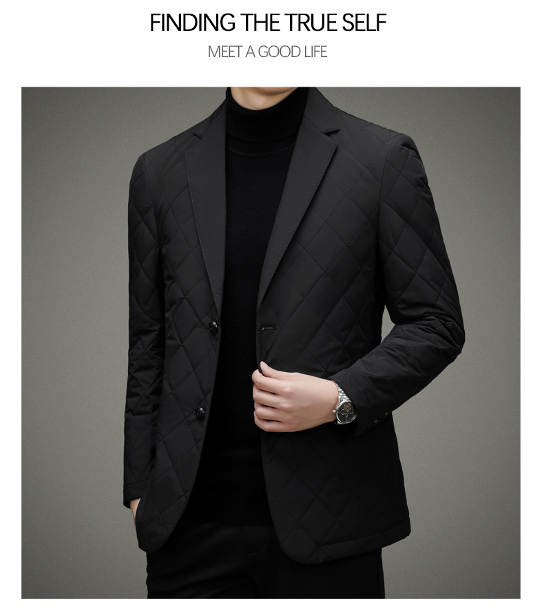 Herrenbekleidung Winter weißer Entenmantel Anzug kurze Business-Casual-Jacke Herren warme koreanische Anzugjacke_voghion.com