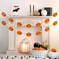 ハロウィンカボチャフェルトフラッグバナービーズ装飾ハロウィンパーティー背景アレンジメント装飾用品