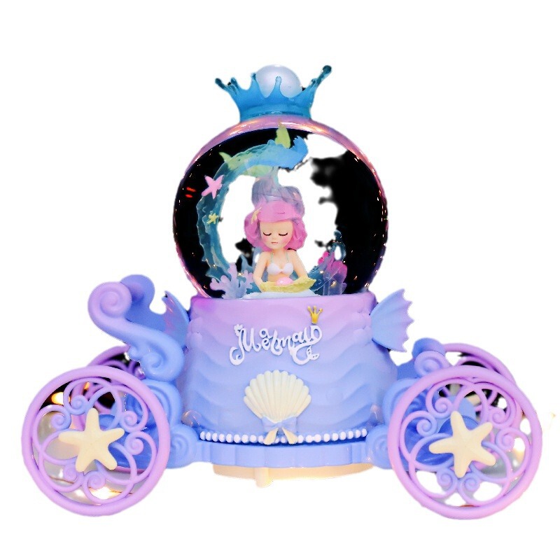 マーメイドプリンセス城クリスタルボールオルゴール回転トロイの木馬オルゴール女の子誕生日プレゼントクリエイティブおもちゃ|undefined