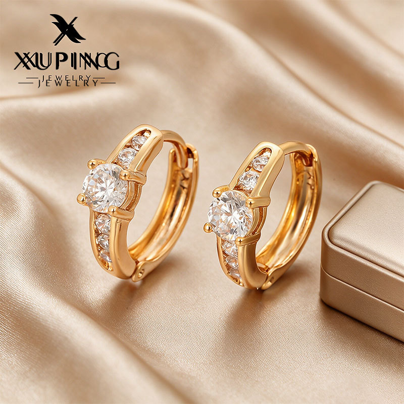 Pendientes de aro Xuping transfronterizos rusos de 18k con incrustaciones de diamantes, joyería de lujo ligero de alta gama al por mayor para mujer. image 87