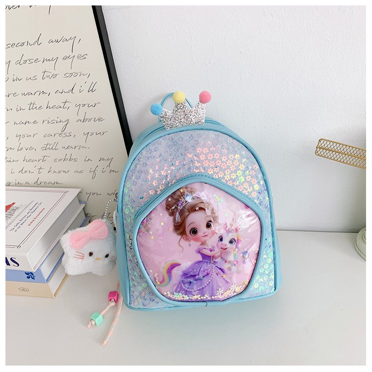 新儿童双肩包卡通亮片女孩背包幼儿园女孩可爱时尚洋气小公主书包