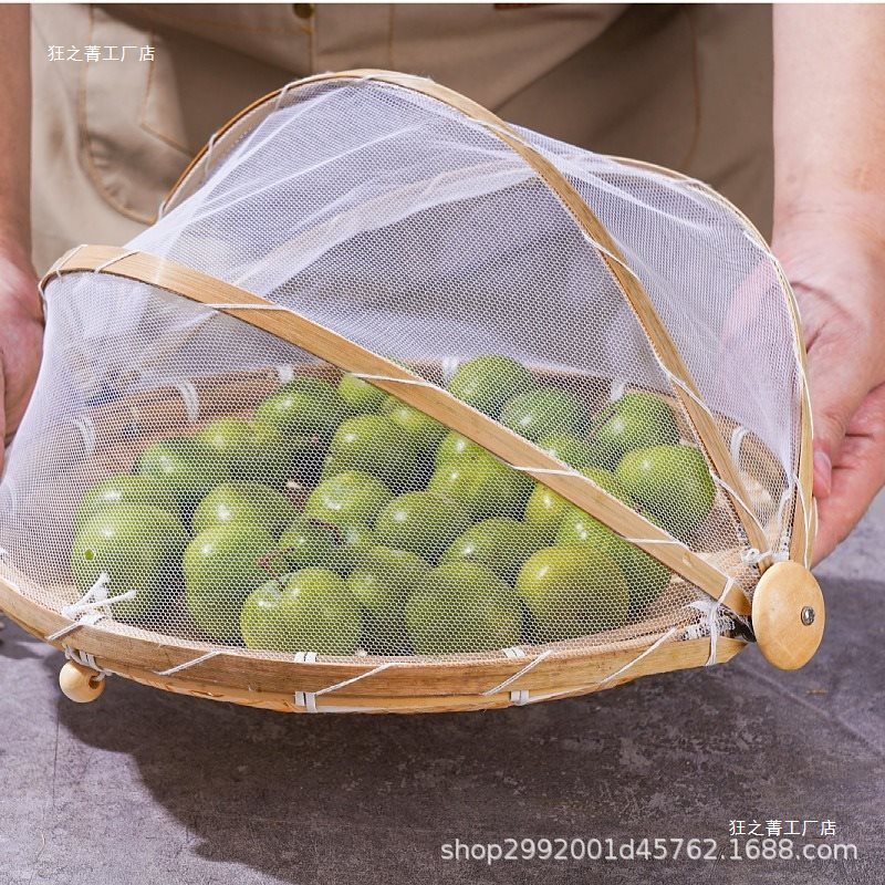 ネットカバー付き竹製品、家庭用防虫竹かご、農場用蒸しパンかご、果物保存かご、ちりとり、竹板、乾燥用|undefined