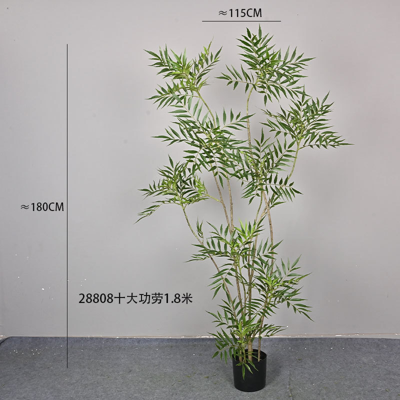 偽の緑の植物、模擬南天竹、屋内鉢植えのトップ10の功績、大型床置き装飾品、リビングルームの軽い豪華なバイオニック植物|undefined