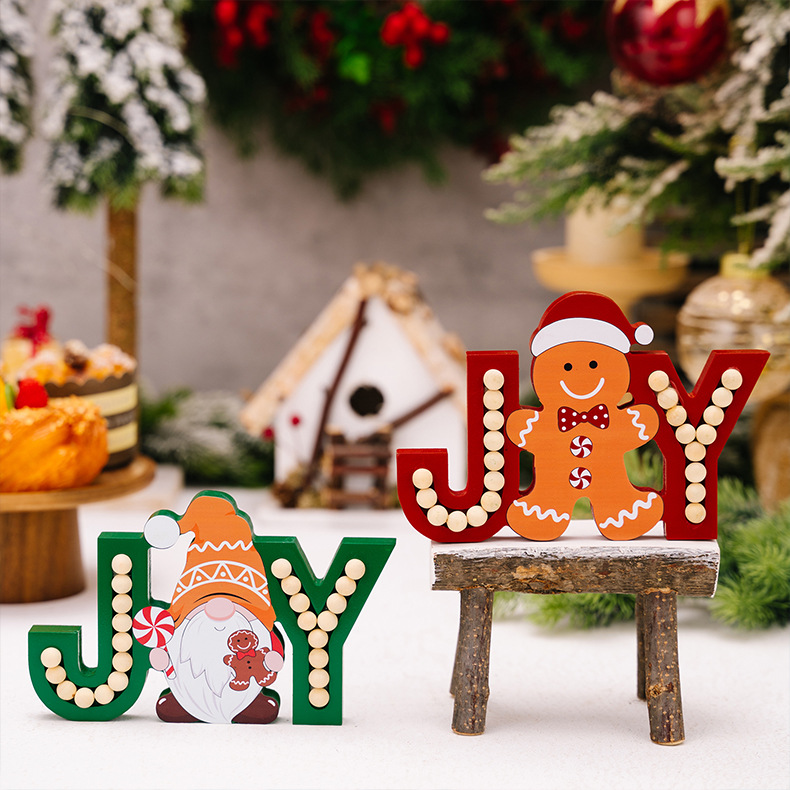 156g Weight Ornaments Home Textiles & Decor Type Ornaments Event & Party Supplies 1 Piece Quantity Party, Festival Occasion Wood Material Christmas Festival Gingerbread, Doll, Letter Pattern Cute Style Christmas Cute Gingerbread Doll Letter Wood Party Festival Ornaments 无