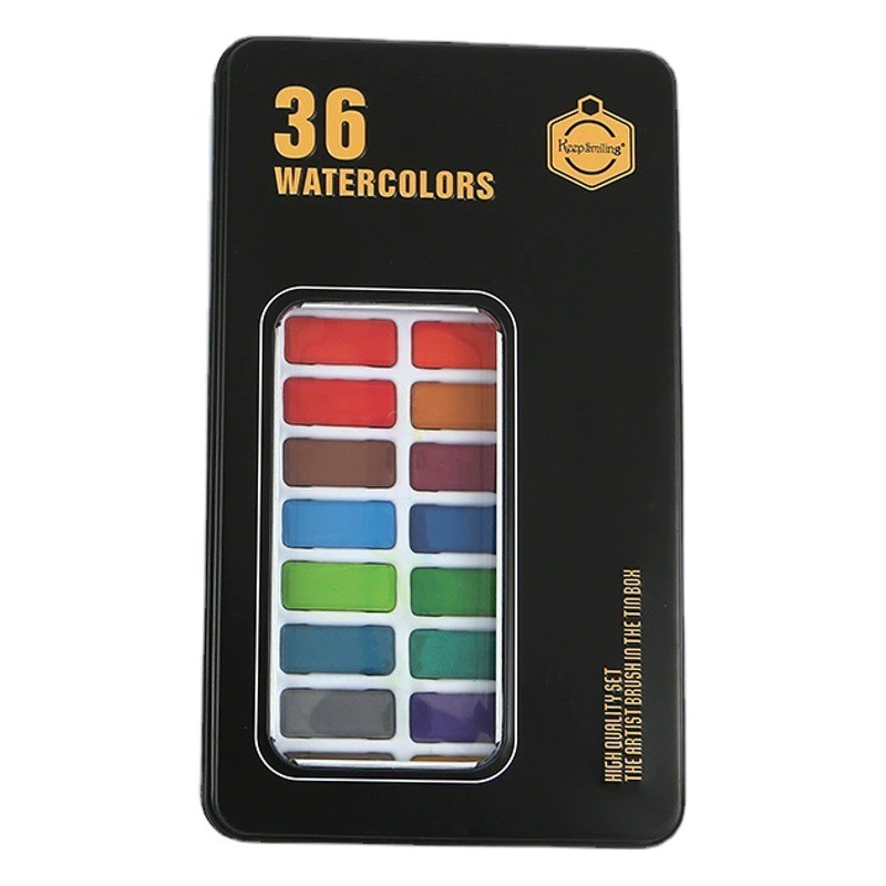 Твердая акварельная живопись, специальная маленькая железная коробка, 12/24/36 цветов, детская китайская живопись, товары для рисования, оптовая продажа