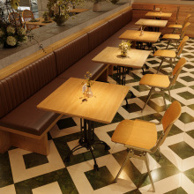 山野风西餐厅餐桌餐椅组合商用咖啡厅餐饮店饭店餐厅桌椅茶楼卡座