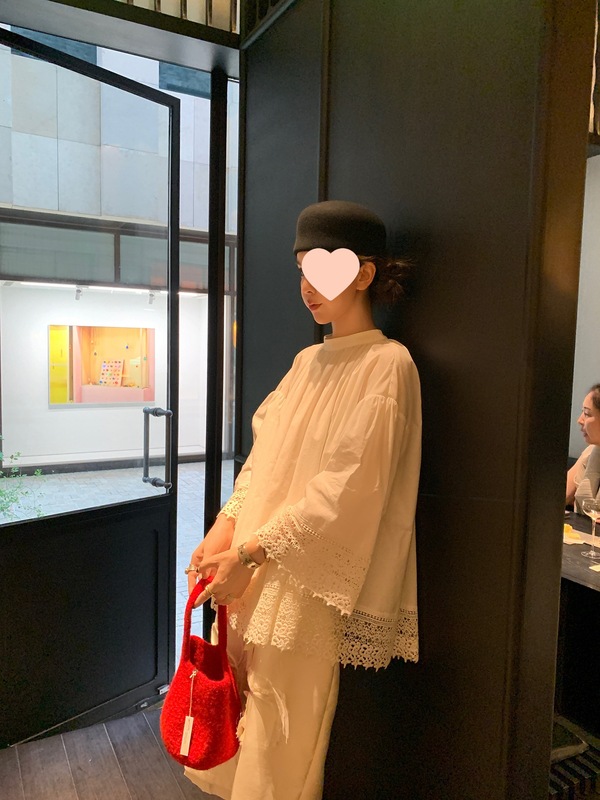 le rouge周美美 漫漫倦意收藏镂空花边拼接七分袖古董衬衫|undefined