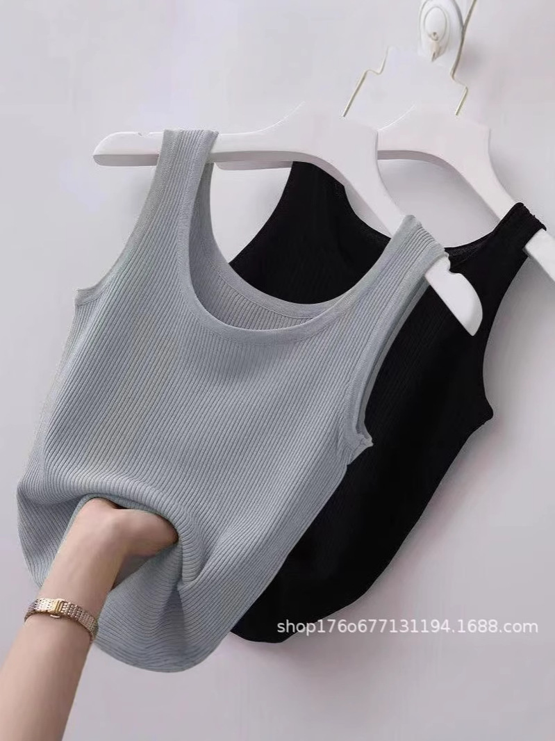 【Direct from Manufacturer】Women's Large Size Slim Fit Ribbed Camisole Tank Top for Summer, Suitable for Outerwear or Layering, Sleeveless Vest