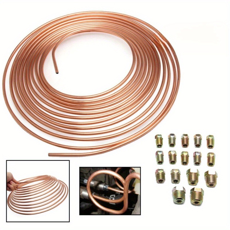 Tubo redondo de 4.76 mm con conector de cobre chapado en oro de grado industrial, línea de freno de 7.62 metros, piezas automotrices resistentes a la corrosión
