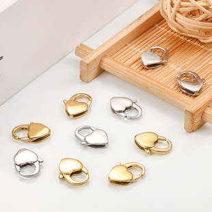 Stainless steel large love lobster clasp vacuum plating necklace bracelet connection buckle stainless steel jewelry accessories diy