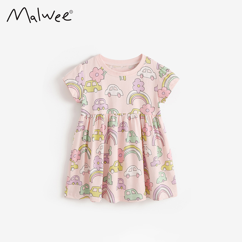 Malwee transfronterizo vestido de verano para niños nuevos niños europeos y estadounidenses cuello redondo mangas cortas vestido de princesa de chicas image 7