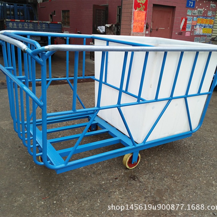 配轮子加厚牛津塑胶桶落布车/布匹定型周转漂染用四轮手推车