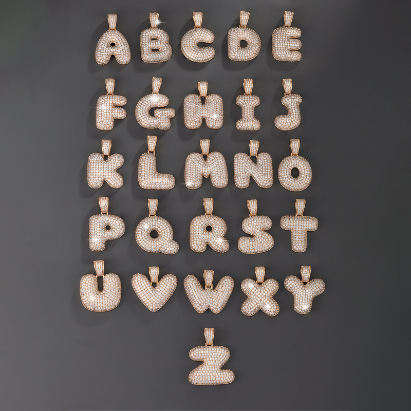 Xupe joyería nueva transfronteriza micro-incrustaciones de 26 letra colgante Q linda fuente Inglés letra colgante accesorios de la joyería