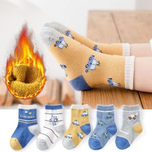 5 pares-calcetines para niños Otoño e Invierno calcetines engrosados invierno cálido calcetines para niños de media pantorrilla para hombres niñas otoño calcetines para bebés otoño