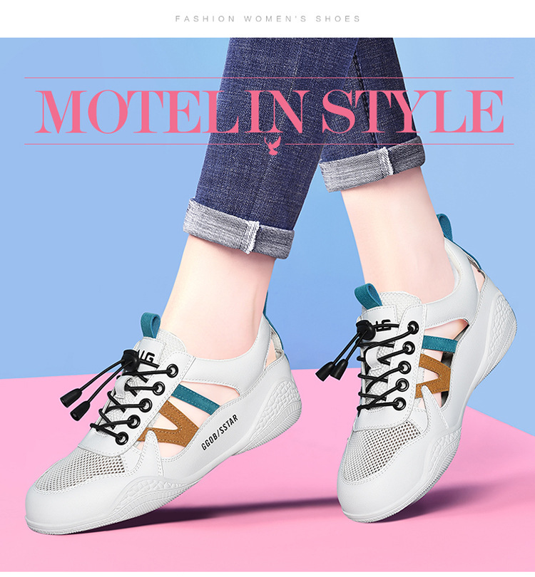 Giày sneaker nữ da thật lỗ thoáng khí đế phẳng nhẹ mùa hè 2025 — Màu xanh lá cây (1061), B5-05=giá trị thông số Kd, (cài 2), Màu trắng (1061), Trắng đen 1062 chi tiết 12