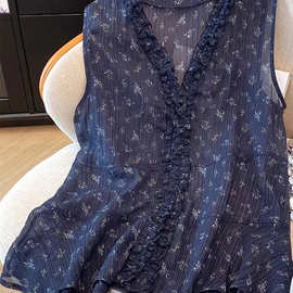 仅用于产品展示勿拍-雪纺碎花吊带背心女夏外穿薄款显瘦宽松遮肚