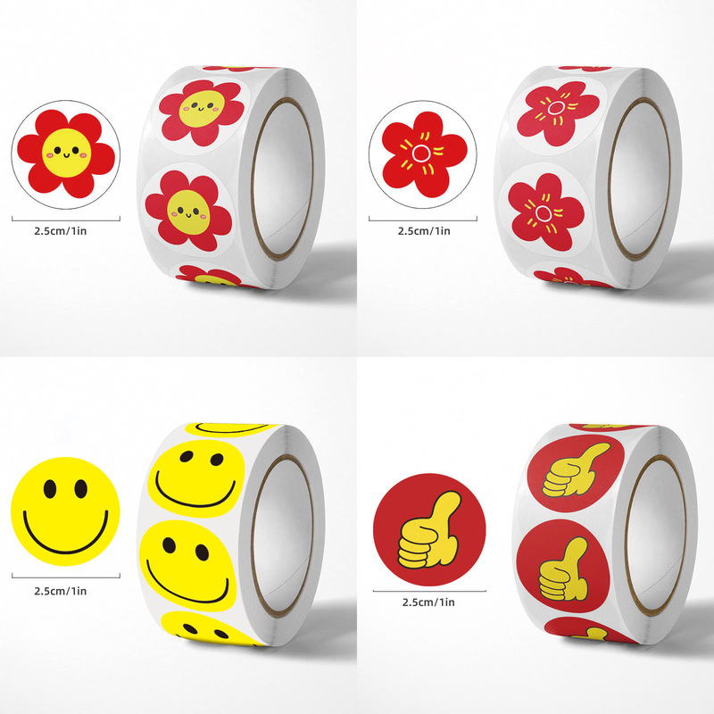 New Student Kindergarten Little Red Flower Praise Reward Sticker Roll Adhesive Thumb Smiley Reward Sticker