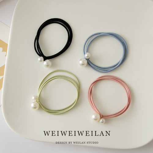 ins simple size pearl hair rope cute high elastic hair tie forest headband Korean style small fresh headwear