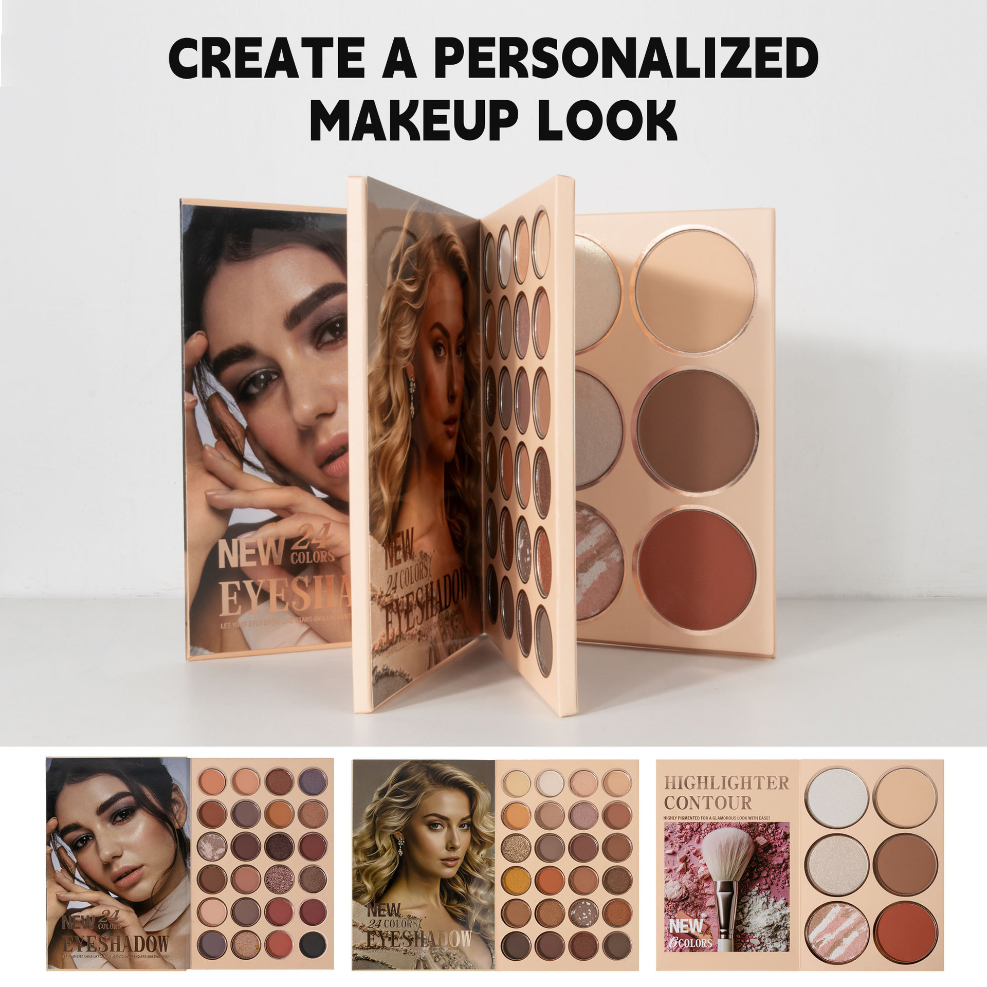 A 54-color cross-border bestseller, 3-page eyeshadow palette, matte pearlescent blush, high-gloss one-piece, easy-to-apply makeup undefined