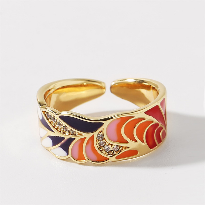 Korean Copper Inlaid Zirconium Dripping Open Creative Color Ring Wholesale Nihaojewelry display picture 3