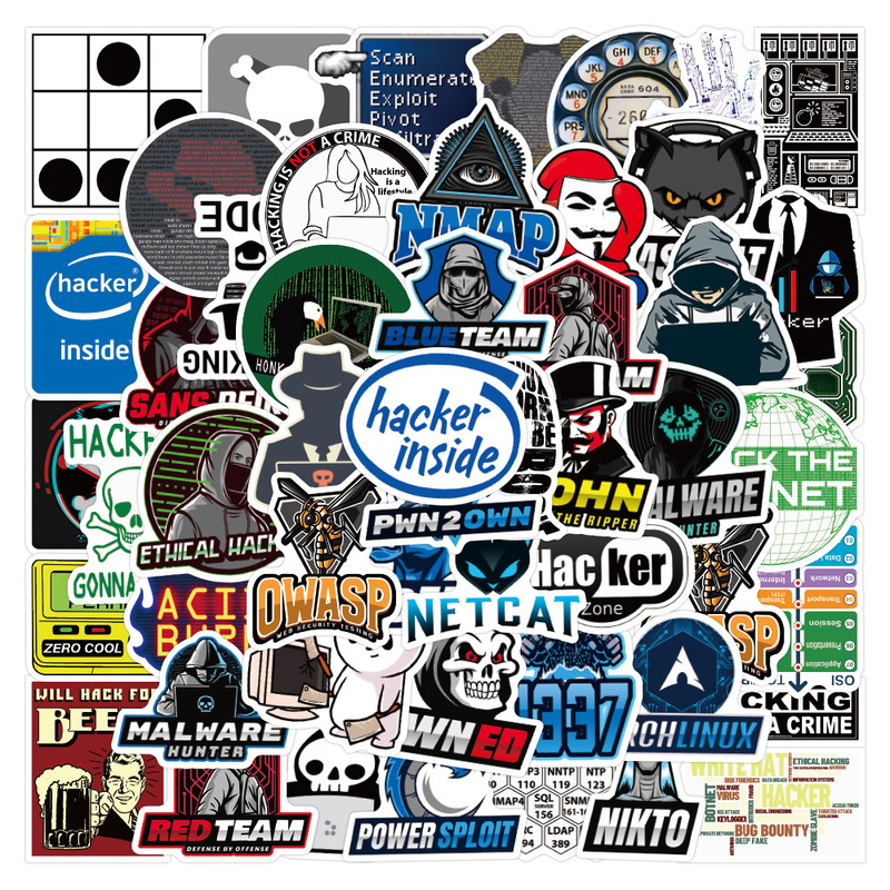 New hacker hacker graffiti 50 stickers waterproof luggage laptop scooter cup stickers wholesale