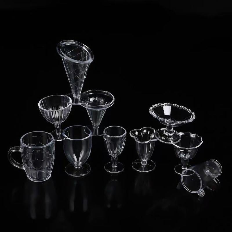 迷你DIY仿真冰淇淋杯食玩透明塑料杯儿童益智手工12只装工具模型|undefined